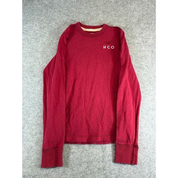 Hollister Long Sleeve T Shirt Mens Medium Red Embroidered Logo Streetwear Casual - Picture 1 of 6